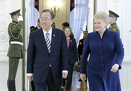 Pres Grybauskaite and Ban Ki-Moon